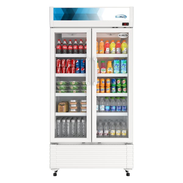 Koolmore 39 in. Commercial 2-Glass Door Merchandiser Refrigerator, 21.9 cu. ft. in White KM-MDR-2GD-39 KM-MDR-2GD-39 - main