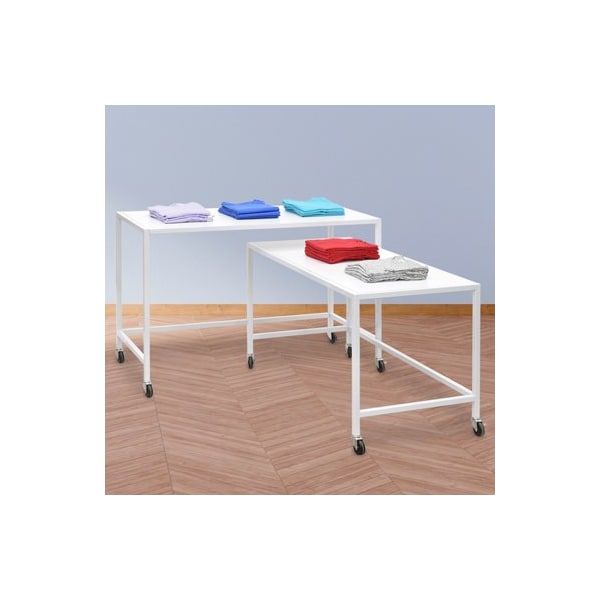 Specialty Store Services Nesting Mobile Merchandise Display Table, Retail Tables With White Melamine Tops, 2PK 3652W - main