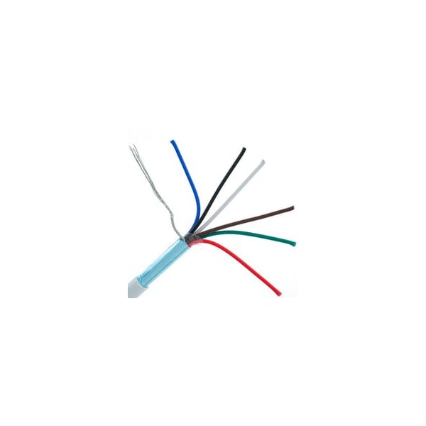 Cable Wholesale Shielded Security/Alarm Wire, White, 22/6 (22AWG 6 Conductor), Stranded, CMR / Inwall rated, 10K4-5691SH - main