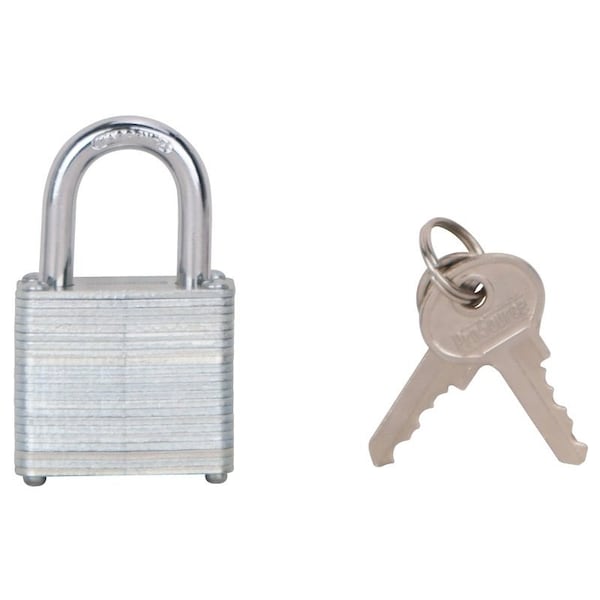 Prosource Padlock, Standard Shackle, 3/16 in Dia Shackle, Steel Shackle, Steel Body, Laminated/Nickel HD00010 - main