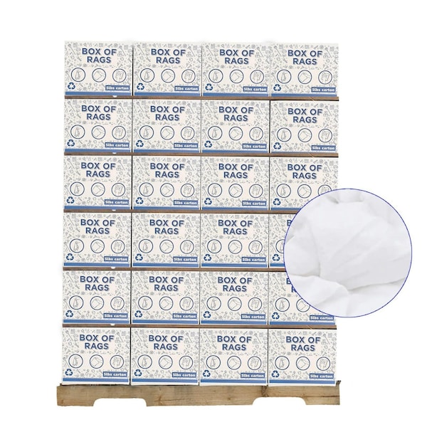 Supremeplus New White Knit T-Shirt Cleaning Rags, 600 lbs. Pallet, 120 x 5 lbs. Boxes, 120PK SP-9602 - main