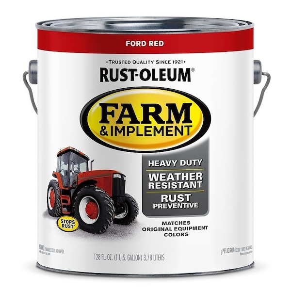 Specialty Farm Equipment Paint, Oil Base, Gloss Sheen, Ford Red, 1 gal, 520 sq-ft/gal Coverage Area 280177 - main