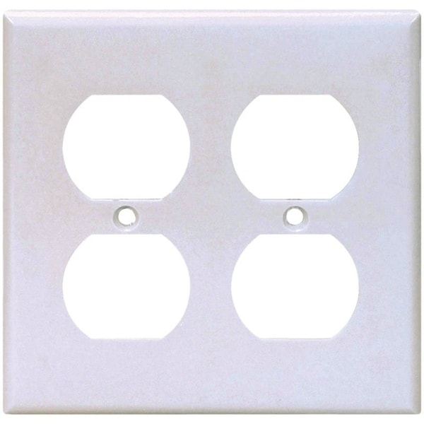 Eaton Wiring Devices Receptacle Wallplate, 4-1/2 in L, 4-9/16 in W, 2 -Gang, Thermoset, White 2150W-BOX - main