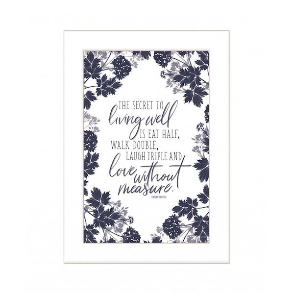 Homeroots The Secret to Living Well 1 White Framed Print Wall Art 407678 - main