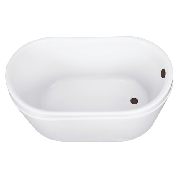 Kingston Brass 52-Inch Acrylic Oval Double Slipper Freestanding Tub with Overflow/Drain Assembly VTRS522928M5 - main