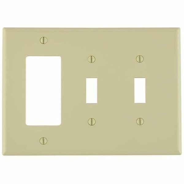 Leviton Combination Wallplate, Midway Size, Gang 3, Ivory PJ226-I - main
