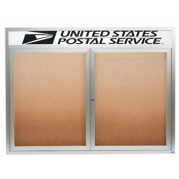 Aarco Illuminated Enclosed Bulletin Board w/ Header Clear Satin Anodized Al Frame, 48''Hx60''W DCC4860RHI - main