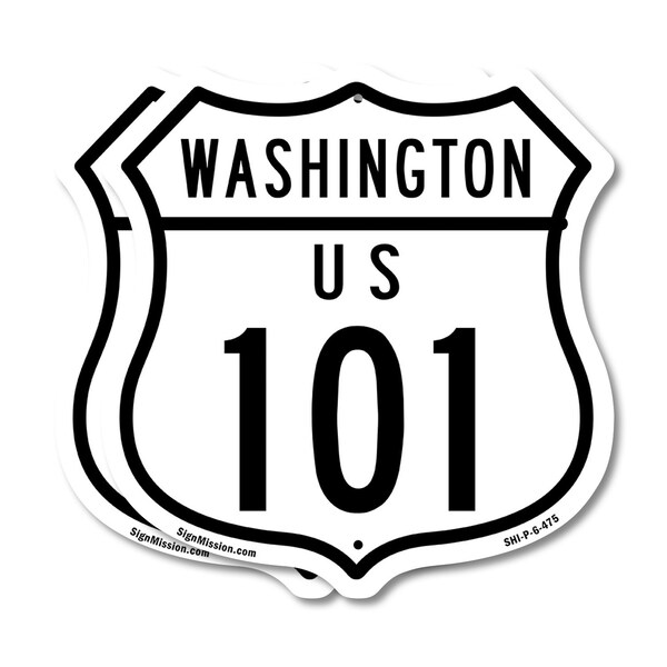 Signmission Washington Route Marker Shield Sign Us 1, 6 inch X 6 inch, Plastic Sign, 2PK SHI-P-2PACK-6-475 - main