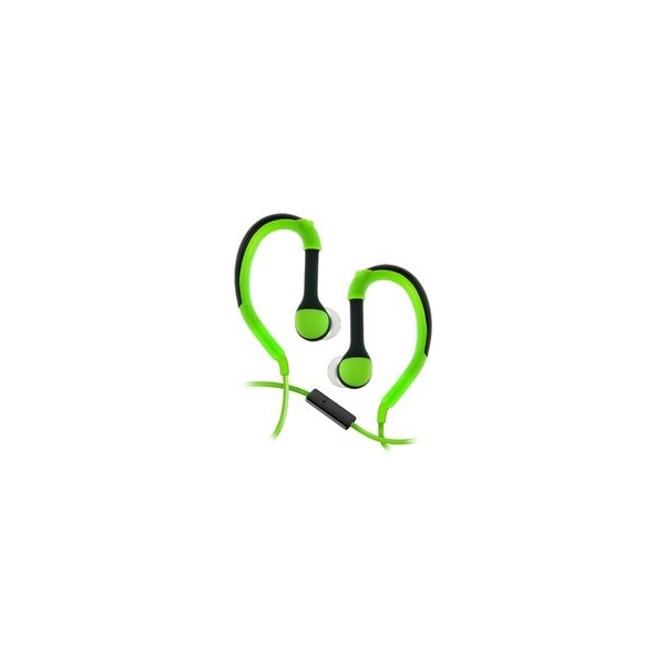Cable Wholesale Flexible In-Ear Buds w/ In-Line Mic, Sports Ear Clip, 3.5mm, Green 5002-125GN - main