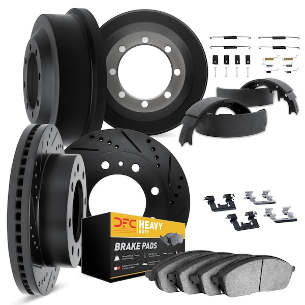 Dynamic Friction Co DFC Brake Rotor - Drilled & Slotted - Black- Heavy Duty Brake Pad & HW Kit 8284-54070 - main