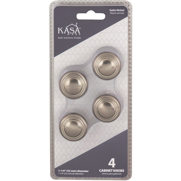 Hardware Resources KasaWare 1-1/4'' Dia. Satin Nickel Cabinet Knob, 4PK K236SN-4 - main