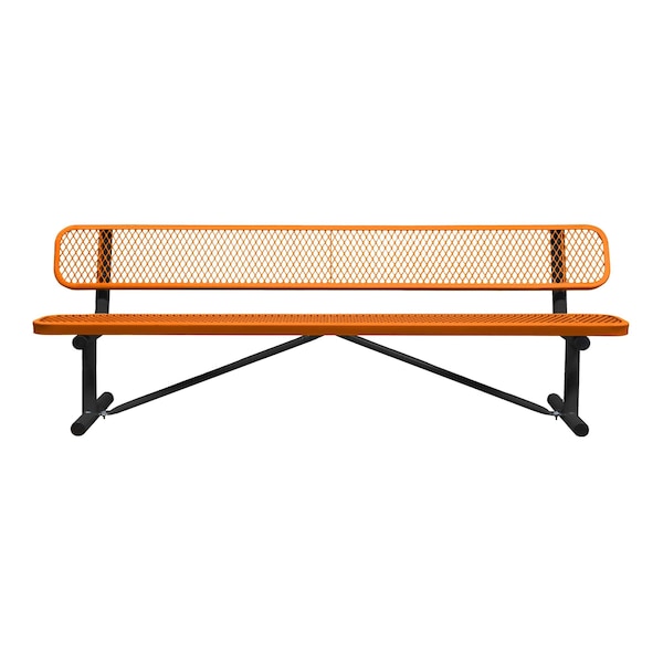 Leisure Craft Portable, Bench with Back, 8ft., Orange B8WBP-ORANGE - main