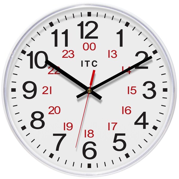 Infinity Instruments Prosaic 24-Hour ITC Business Wall Clock, White, 12 in 90/1224-1WH - main