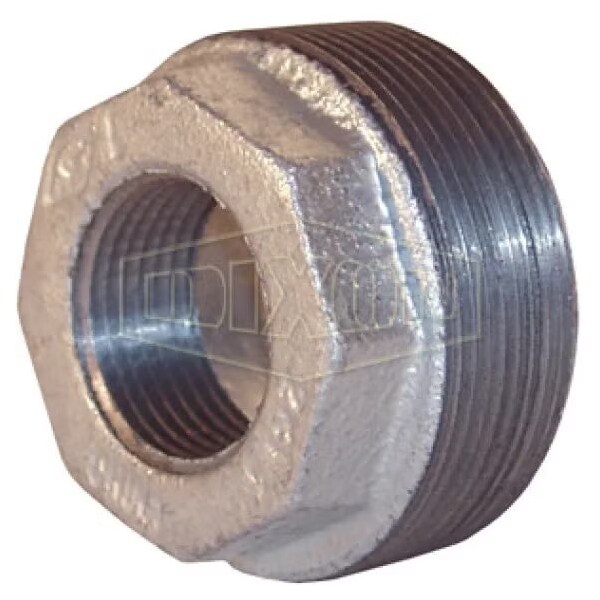 Dixon Reducer Hex Bushing, 1 x 3/8 in Nominal, MNPT x FNPT End Style, 150 lb, Iron, Galvanized HB1038G - main