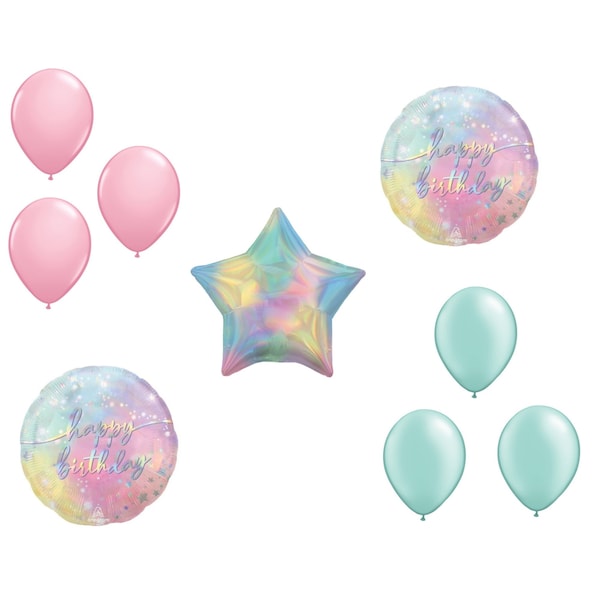 Loonballoon Unicorn Theme Balloon Set, 17inch LUMINOUS BIRTHDAY Balloons, Star Foil and 6x latex balloons 42996-02-A-U - main