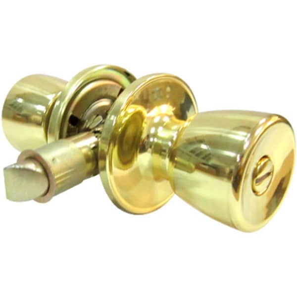 Taiwan Fu Hsing Industrial TruGuard Mobile Home Privacy Lockset, Tulip Style Knob, Polished Brass 221811 - main