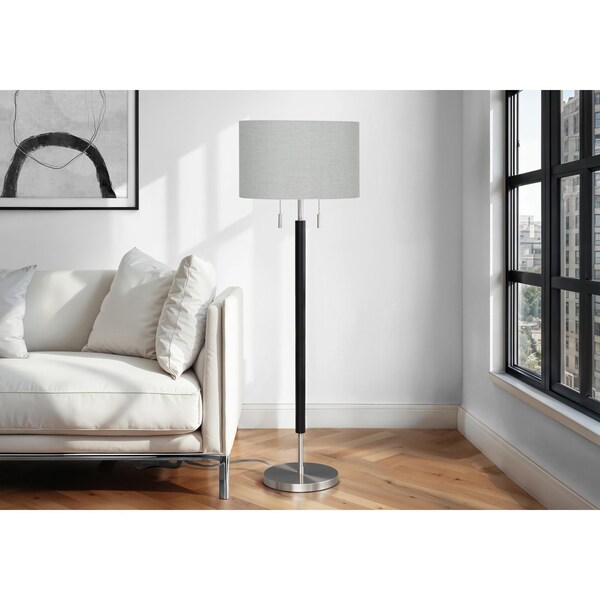 Monarch Specialties Lighting, 60''h, Floor Lamp, Nickel Metal, Grey Shade, Contemporary I 9748 - main