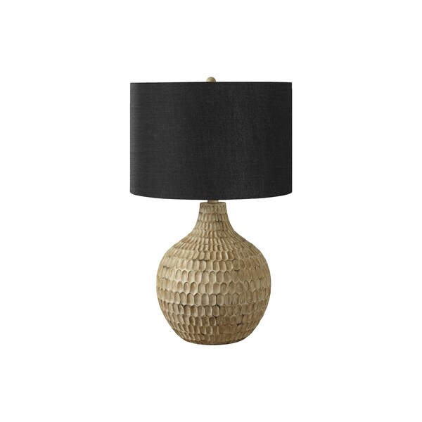 Homeroots 25" Brown Geometric Table Lamp With Black Drum Shade 545795 - main
