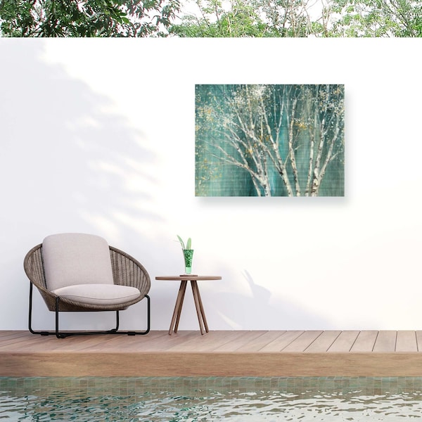 Trademark Fine Art Outdoor Canvas Art Julia Purinton 'Blue Birch' Wall Art for Patios, or Gardens WAP01118-OC1824WR - main