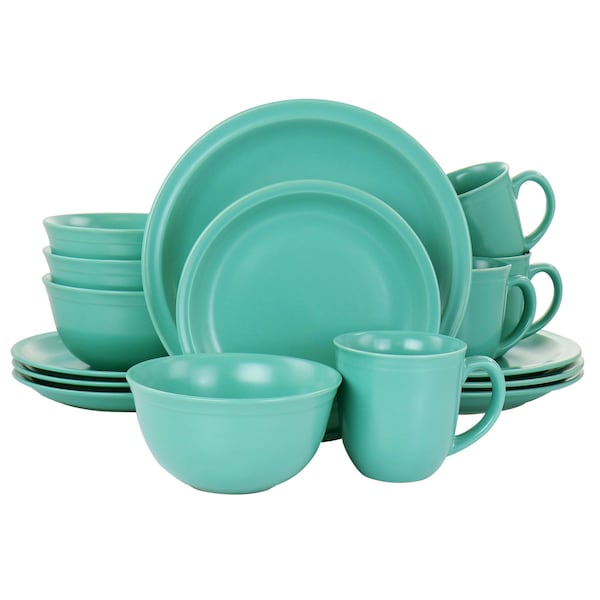 Gibson Home 16 Piece Siam Stoneware Dinnerware Set in Green 127264.16 - main