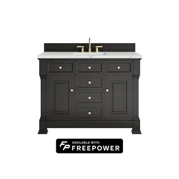 James Martin Vanities Brookfield 48 in. Single Vanity, Black Onyx w/ 3 CM Ethereal Noctis Silestone Top 547-V48-BKO-FENC - main
