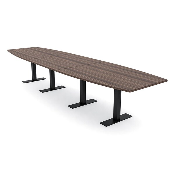 Skutchi Designs 16ft Boat Conference Table With Power | Harmony Series | 16 Person Meeting Room Table HAR-BOT-48X192-T.BK-H3041-NA - main