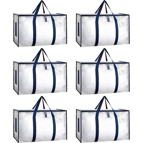 Simple Deluxe Extra Large Moving Bags with Lids, Reinforced Handles and Zippers, White, 6PK HKBAGXMOVING25WHTX6 - main