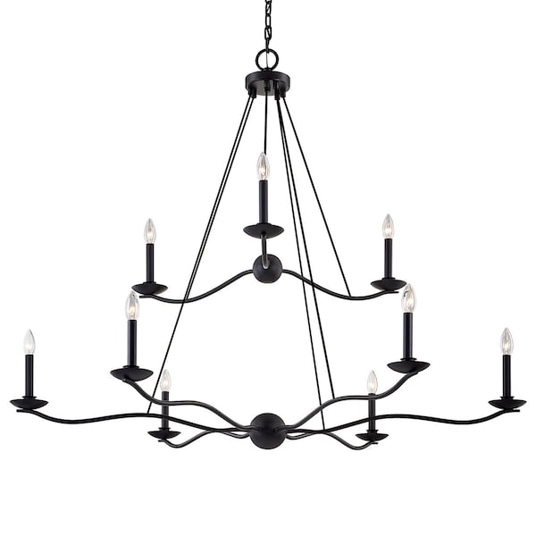 Troy Lighting Sawyer 9 Light Chandelier 53.5 In. Forged Iron F6309-FOR - main