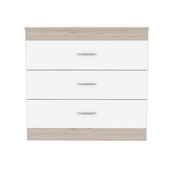 Homeroots 29" Light Gray and White Three Drawer Dresser 472120 - main
