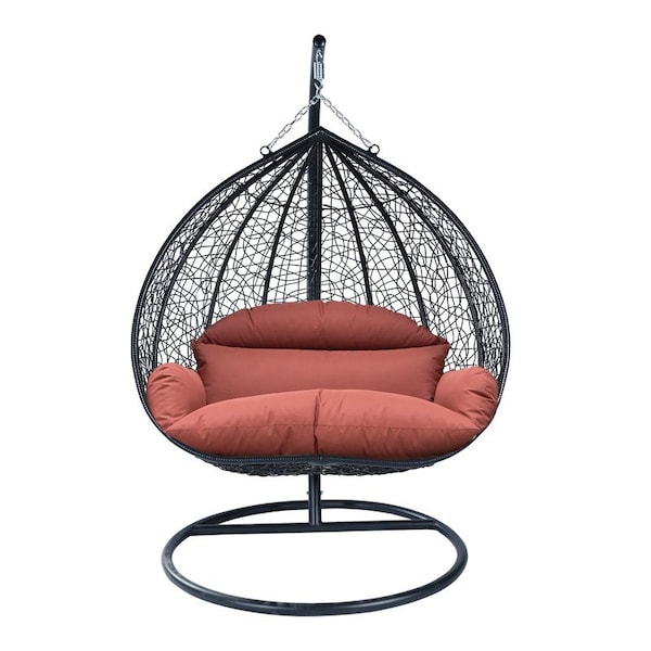 Leisuremod Teardrop Hanging Swing Chair with Stainless Steel Stand, 440 lb Capacity, Weatherproof RSCBL-57DOR - main