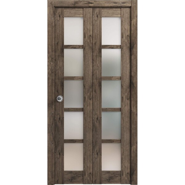Sartodoors Sliding Closet Bi-fold Doors Oak Solid Core Modern Interior QUADRO4002BF-AKA-64 x 80 (2* 32x80) - main