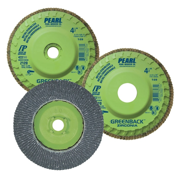 Pearl Greenback ZC Maxidisc Trimmable Flap Disc 5 x 5/8-11 Z60 T-29 MAX5060ZGQ - main