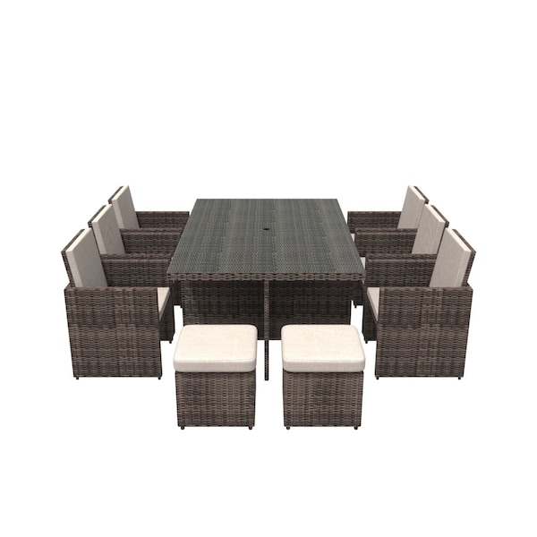 Homeroots 11 Piece Clear and Gray Glass Dining Set 372320 - main