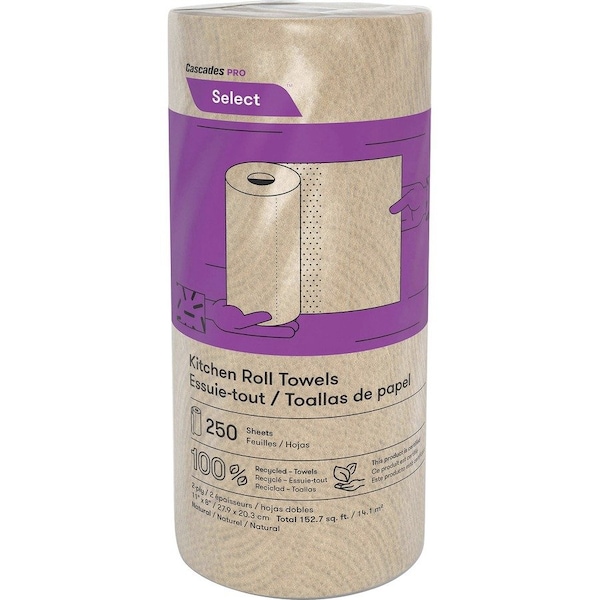 Cascades Pro Select Perforated Roll Paper Towels, 2 Ply, 250 Sheets, 166.6 ft, Natural K251 - main