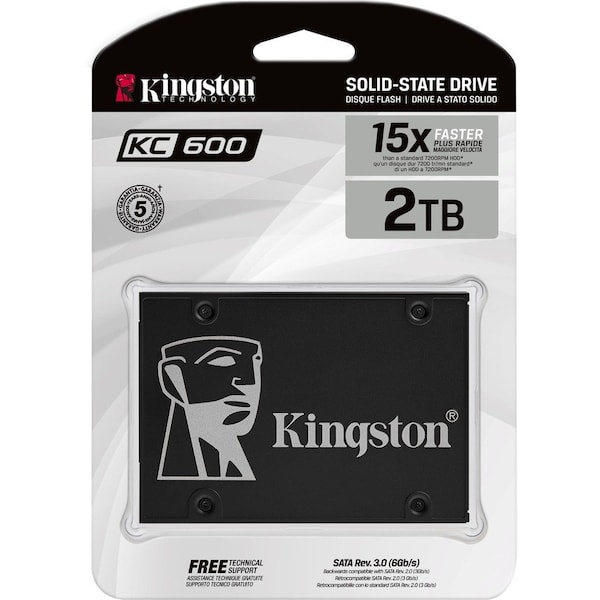 Kingston KC600 2 TB Solid State Drive - 2.5" Internal - SATA (SATA/600) - 3.5" Carrier SKC600/2048G - main