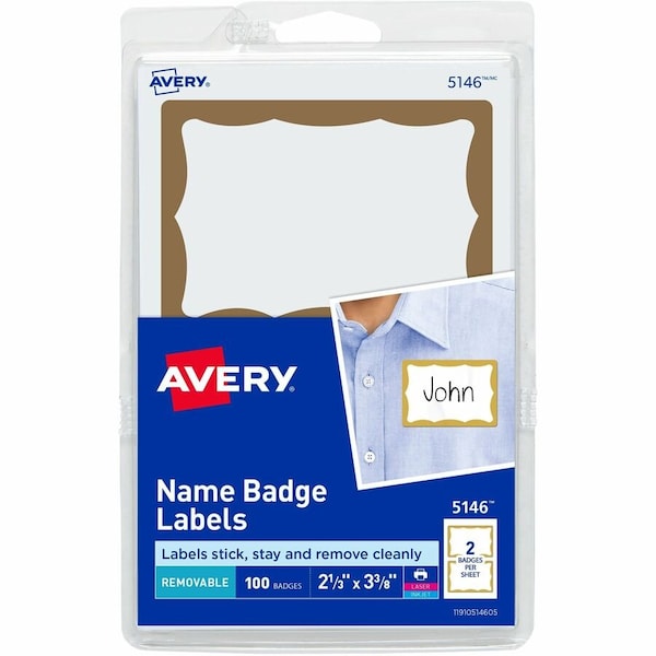 Avery Customizable Name Tags, 2 1/3 in, PK100 05146 - main