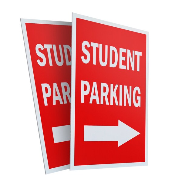 Signmission Student Parking With Arrow, Plastic Signs Only 24 Inch x 36 Inch, Corrugated Plastic, 2PK CSB-2436-2PACK-StudentParkingWithArrow - main