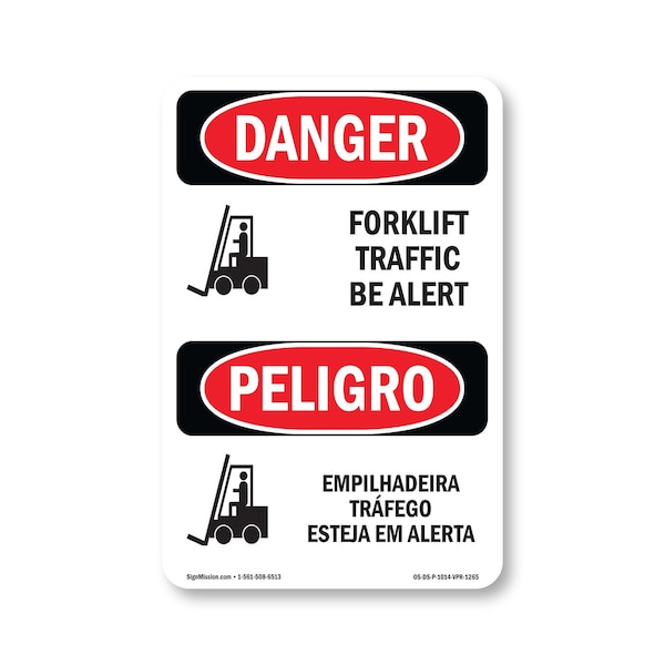 Signmission Safety Sign, OSHA Danger, 14" Height, Rigid Plastic, Forklift Traffic Bilingual, 1014-VPR-1265 OS-DS-P-1014-VPR-1265 - main
