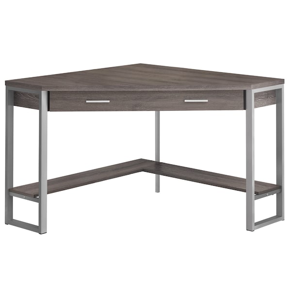 Homeroots 42" Taupe and Silver Corner Computer Desk 333554 - main
