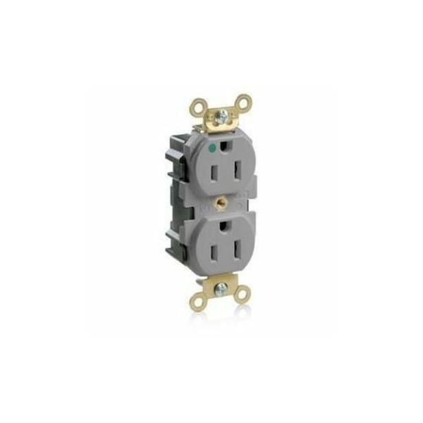 Leviton Straight Blade Receptacle, 5-15R, 15 A, 125V AC, Self-Grounded MRI15-GY - main
