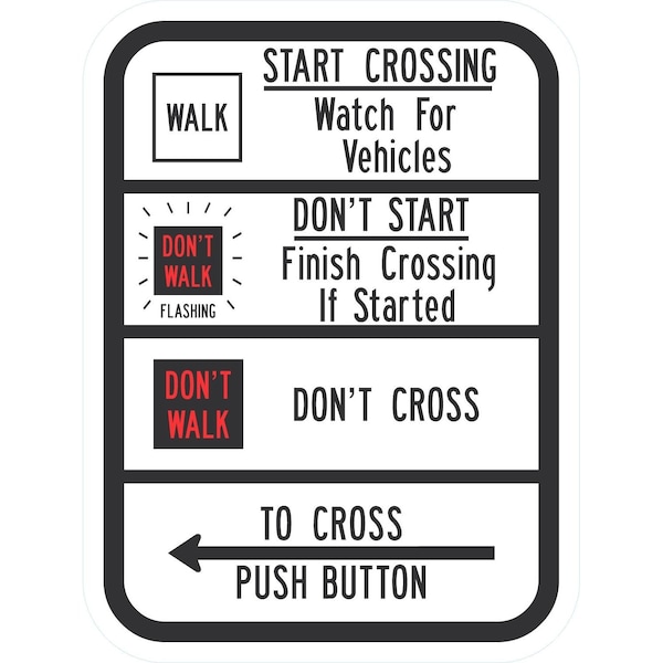 Lyle Start Crossing Watch For Vehicles, (walk/don't walk, 9x12, High Intensity Prismatic, White G-17538-HI_9x12 - main