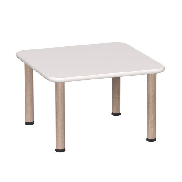 Beleduc By Playwell Adjustable Square Table 24x24 White Top, 14-22inH + 2 Medium Illiana Chairs 11.8in Seat 846171161 - main