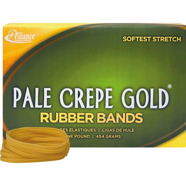 Alliance Rubber Alliance Pale Crepe Gold Rubber Bands, Size No 32, 3"x 1/8", Natural, 1 lb. Box 20325 - main