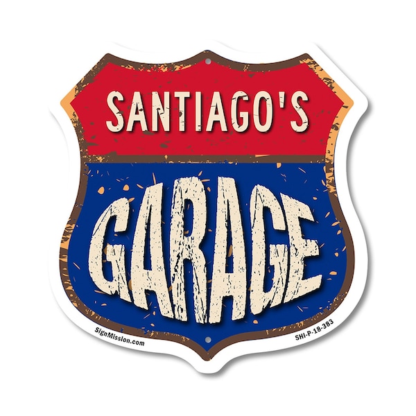 Signmission Santiago's Garage, 18 Inch X 18 Inch, Plastic Sign SHI-P-18-383-SANTIAGO - main