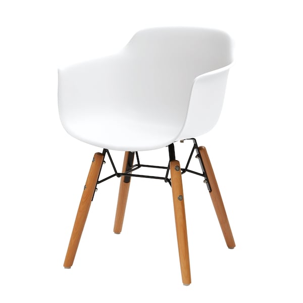 Homeroots Set Of Four White And Brown Heavy Duty Plastic And Wood Juvenile Side Chairs, 4PK 554664 - main