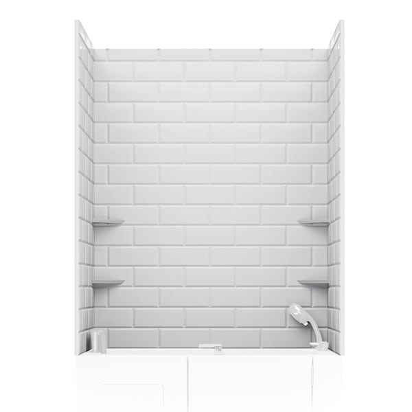 Anzzi 60 x 60 2-Piece Glue-Up Acrylic Shower Wall Set in White with 5x10 Subway Tile SW-6060RE510-WH - main