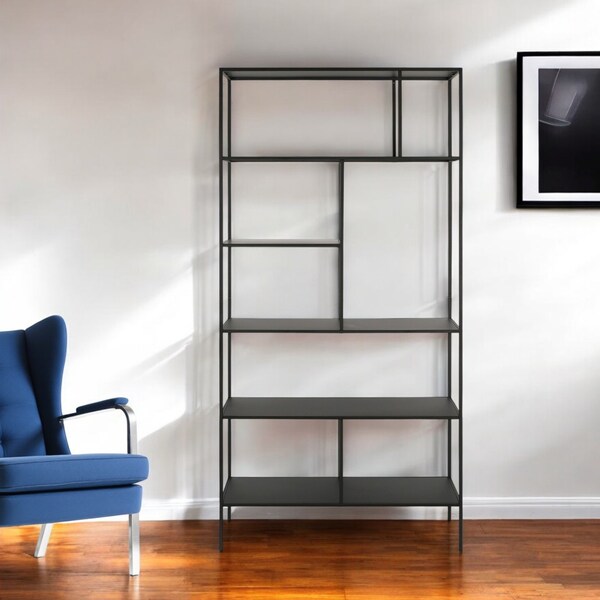Homeroots 72" Black Metal Six Tier Etagere Bookcase 527588 - main