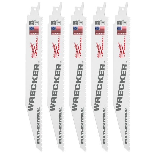 Milwaukee Tool The WRECKER Multi-Material SAWZALL Blade 9" 7/11TPI 25pk 48-00-8706 - main