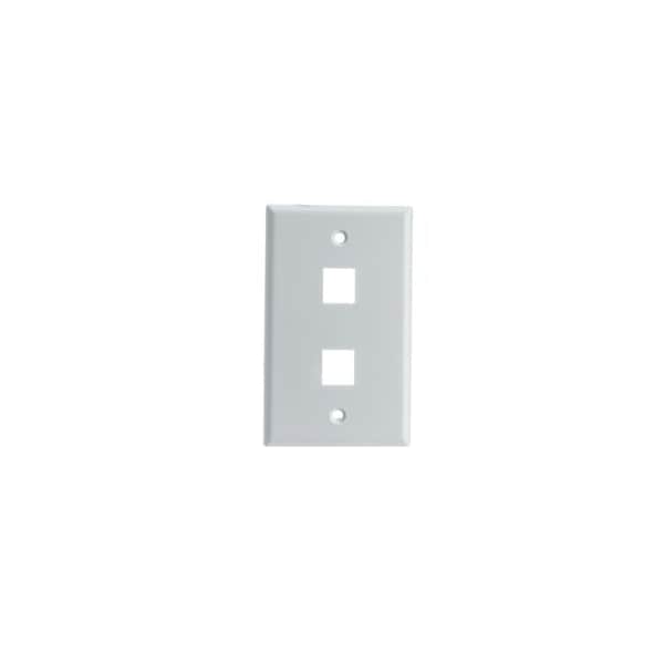 Cable Wholesale Keystone Wall Plate, White, 2 Port, Single Gang 301-2K-W - main