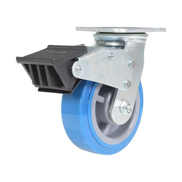 Vestil Polyurethane Swivel With Total Brake Caster 6 In. x 2 In. 903 lb Light Blue/Gray CST-KB-6X2PUP-SWTB - main